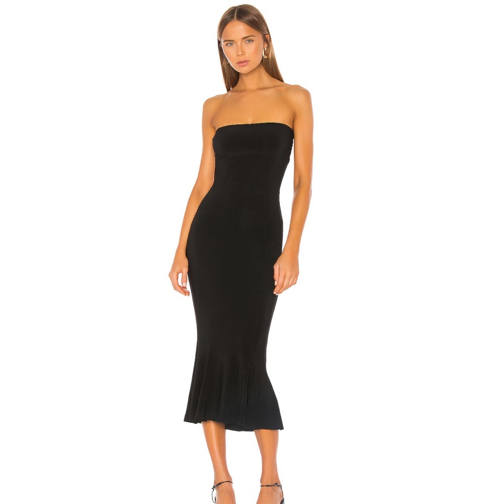 Norma Kamali Strapless Fishtail Dress in Black XL